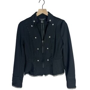 White‎ House Black Market Jacket Whimsigoth Steampunk Metal Button Military 6